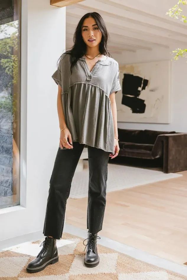 Bohme Tops Niki Exposed Seam Top In Sage Sage 8211 Women Bohme Tops Niki Exposed Seam Top In Sage Sage 8211 Women