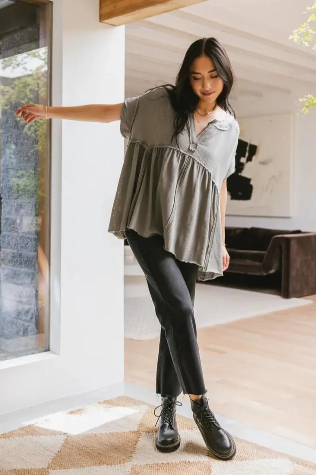 Bohme Tops Niki Exposed Seam Top In Sage Sage 8211 Women Bohme Tops Niki Exposed Seam Top In Sage Sage 8211 Women