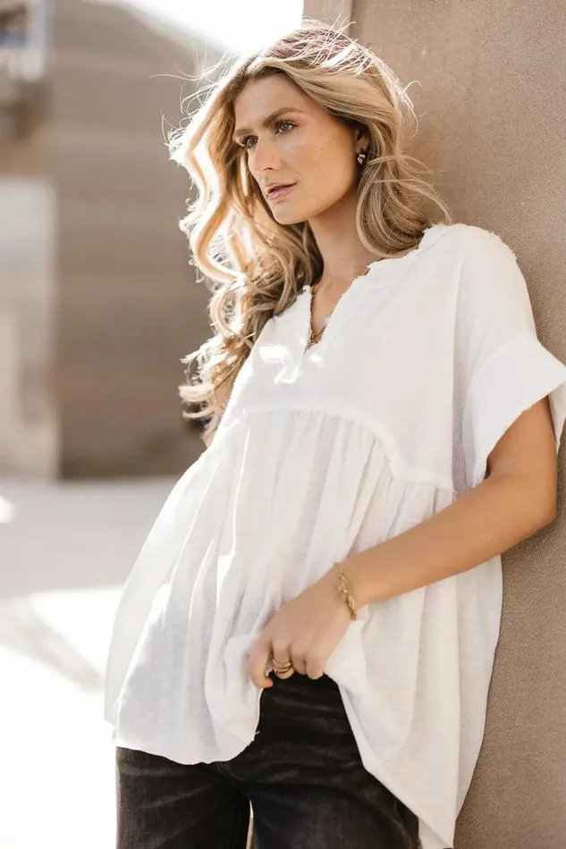 Bohme Tops Niki Exposed Seam Top In White White 8211 Women Bohme Tops Niki Exposed Seam Top In White White 8211 Women