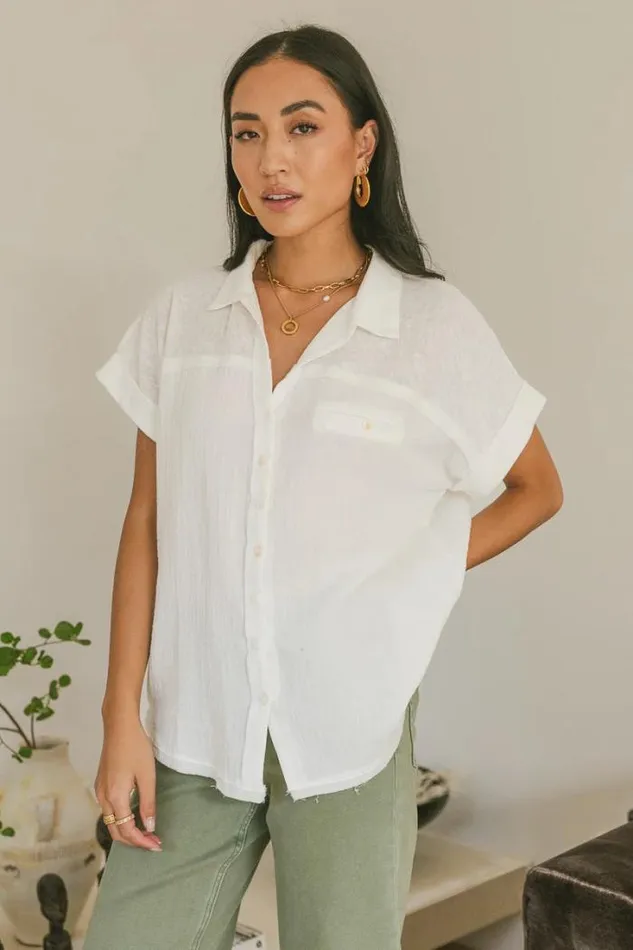 Bohme Tops Raven Button Up Top In White White 8211 Women Bohme Tops Raven Button Up Top In White White 8211 Women