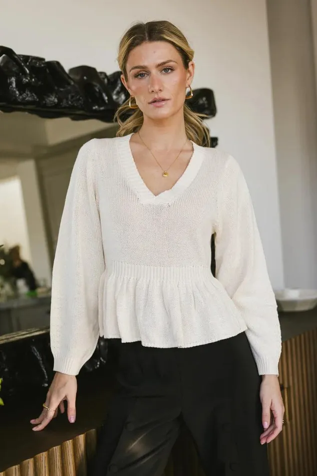 Bohme Tops Regina Sweater Top In Ivory 8211 FINAL SALE Ivory 8211 Women Bohme Tops Regina Sweater Top In Ivory 8211 FINAL SALE Ivory 8211 Women