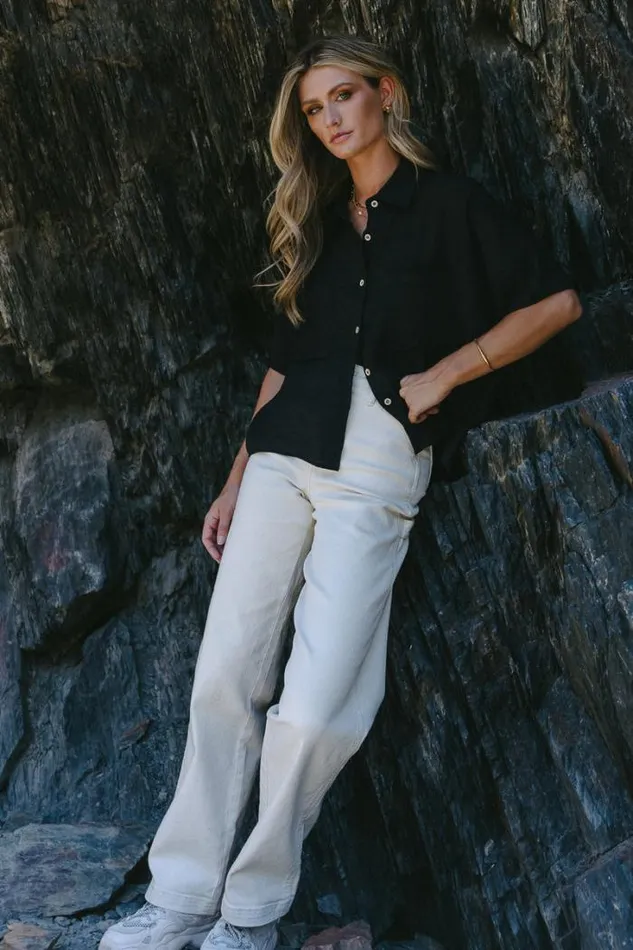 Bohme Tops Rhonda Button Up In Black Black 8211 Women Bohme Tops Rhonda Button Up In Black Black 8211 Women