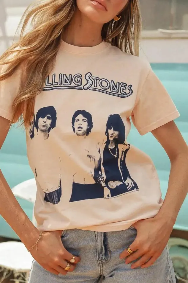 Bohme Tops Rolling Stones TShirt 8211 FINAL SALE Rose 8211 Women