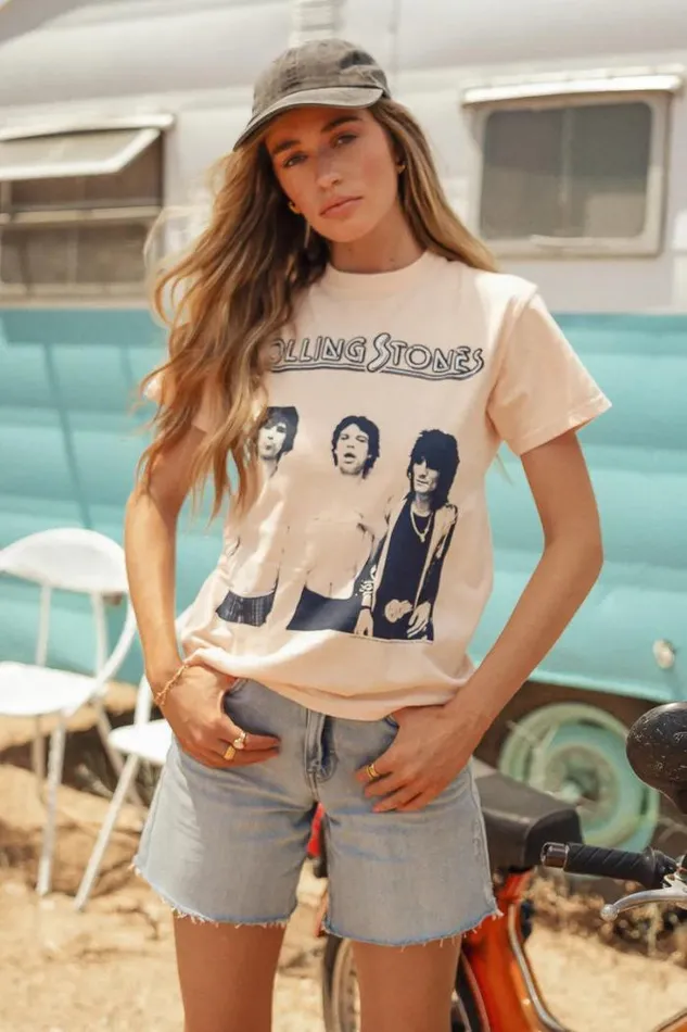 Bohme Tops Rolling Stones TShirt 8211 FINAL SALE Rose 8211 Women Bohme Tops Rolling Stones TShirt 8211 FINAL SALE Rose 8211 Women