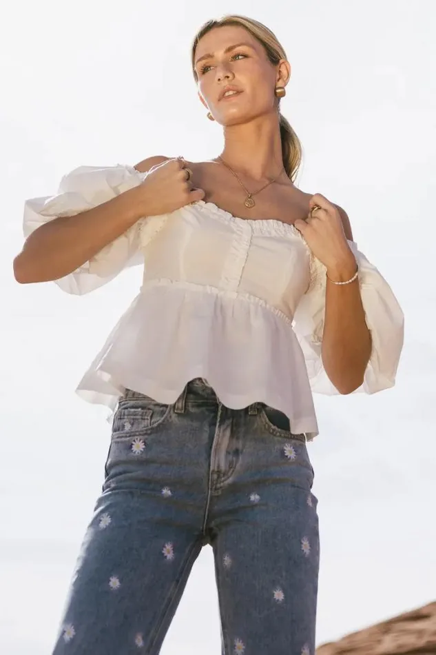 Bohme Tops Ruffle Peplum Top In White White 8211 Women Bohme Tops Ruffle Peplum Top In White White 8211 Women