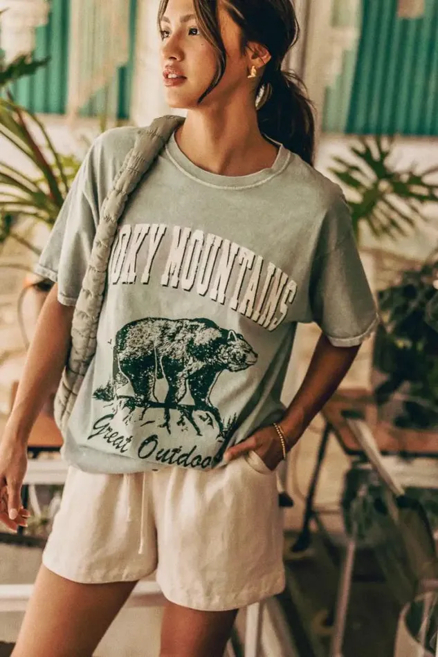 Bohme Tops Smoky Mountain Graphic Tee Green 8211 Women