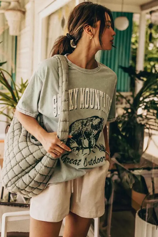 Bohme Tops Smoky Mountain Graphic Tee Green 8211 Women Bohme Tops Smoky Mountain Graphic Tee Green 8211 Women