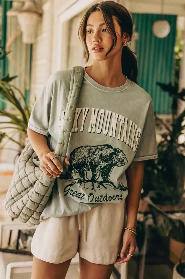 Bohme Tops Smoky Mountain Graphic Tee Green 8211 Women Bohme Tops Smoky Mountain Graphic Tee Green 8211 Women