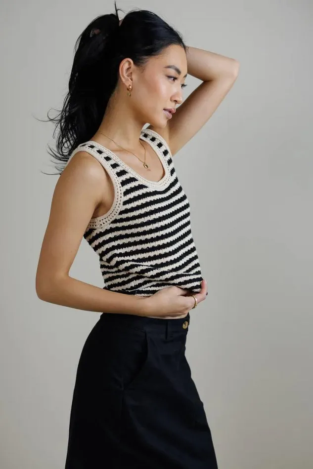 Bohme Tops Striped Crochet Tank In Black Black 8211 Women Bohme Tops Striped Crochet Tank In Black Black 8211 Women