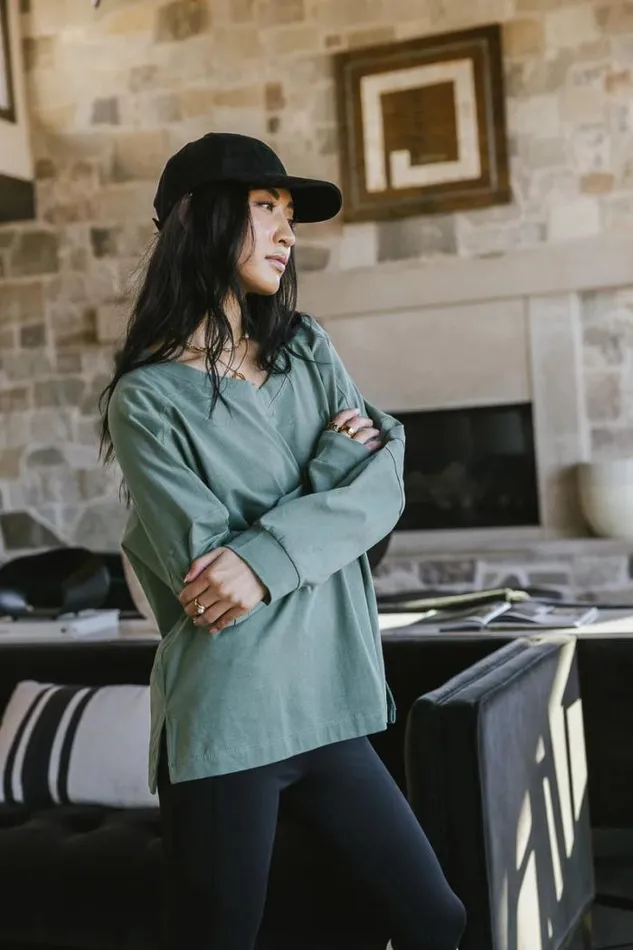 Bohme Tops Taylan VNeck Top Green 8211 Women Bohme Tops Taylan VNeck Top Green 8211 Women