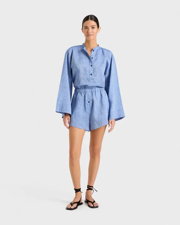 BONDI BORN Cover Ups Leiden Relaxed Sleeve Top 8211 Denim 8211 Women