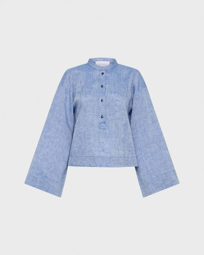 BONDI BORN Cover Ups Leiden Relaxed Sleeve Top 8211 Denim 8211 Women