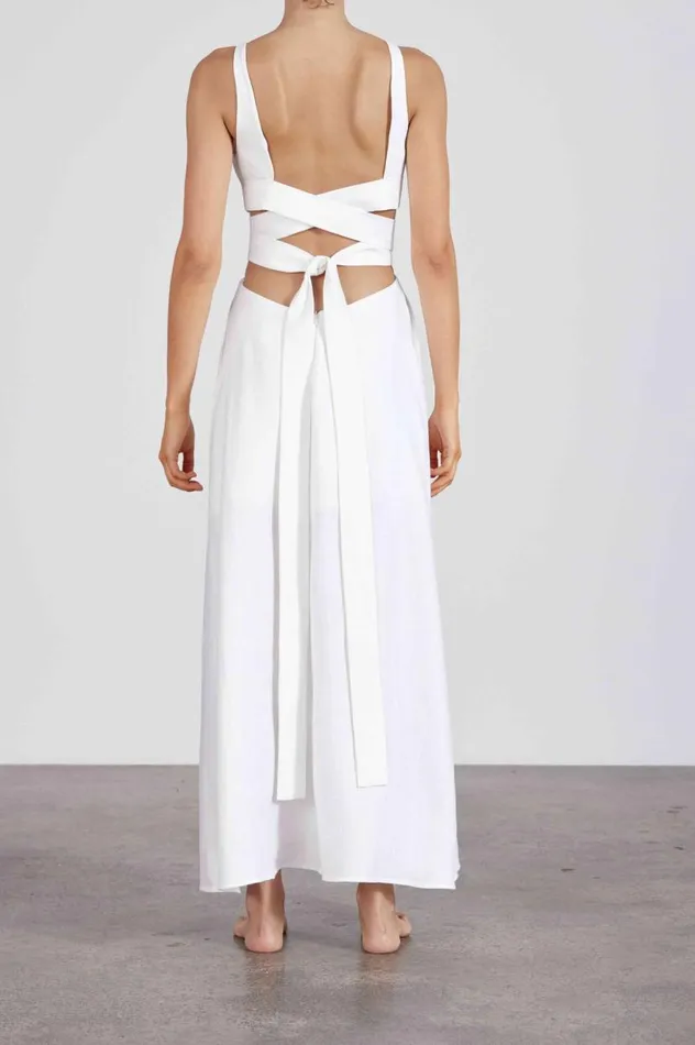BONDI BORN Dresses Delphi Comino Linen Dress 8211 White 8211 Women