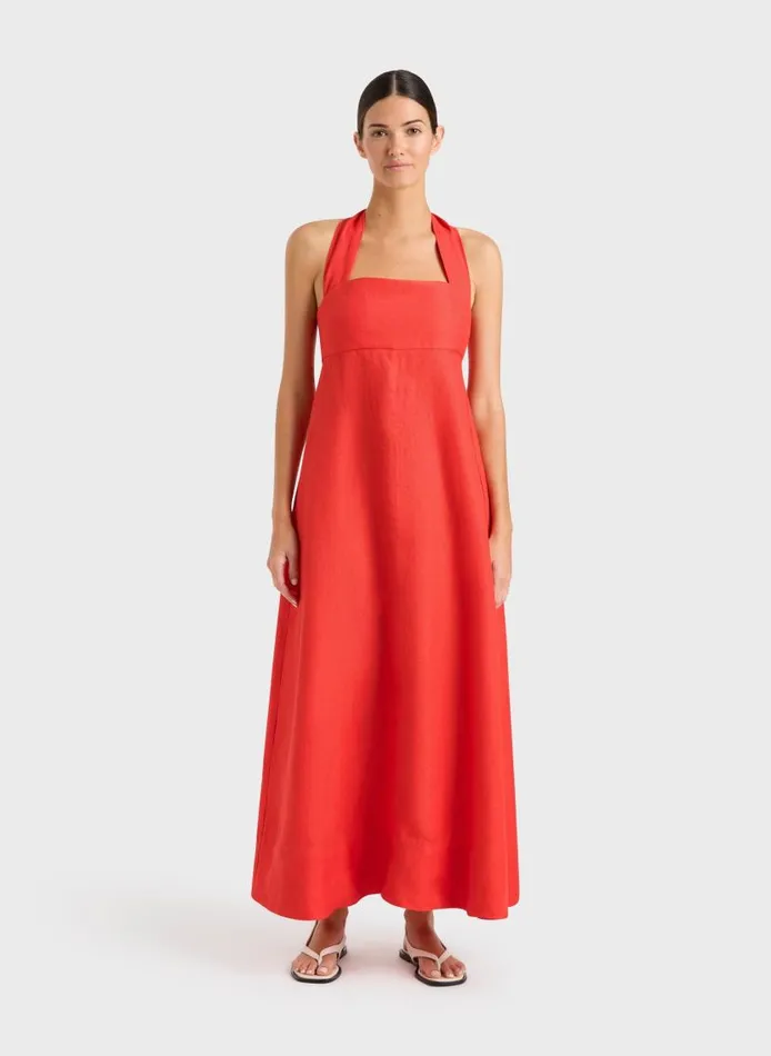 BONDI BORN Dresses Delphi Halter Maxi Dress 8211 Scarlet 8211 Women
