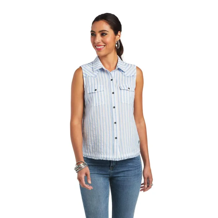 Boom Boom Shirt Blue Stripe Women Ariat TShirts and Tops