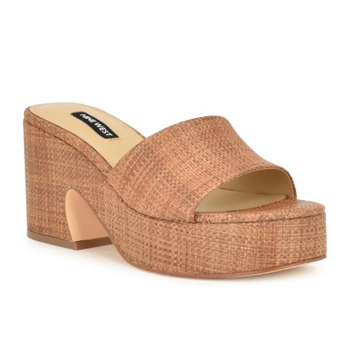 Boone Platform Slide Sandals Brown Raffia Women Nine West Sandals Boone Platform Slide Sandals Brown Raffia Women Nine West Sandals