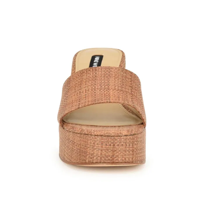 Boone Platform Slide Sandals Brown Raffia Women Nine West Sandals Boone Platform Slide Sandals Brown Raffia Women Nine West Sandals