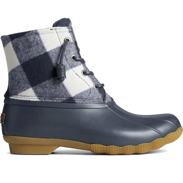 Boots Women Sperry Saltwater Buffalo Check Duck Boot Navy