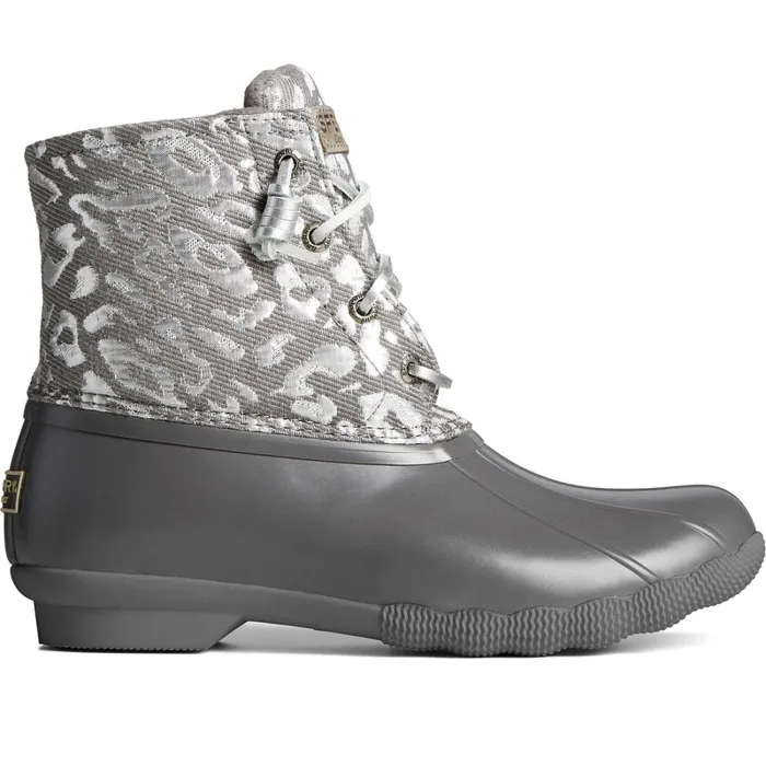 Boots Women Sperry Saltwater Metallic Jacquard Duck Boot Silver