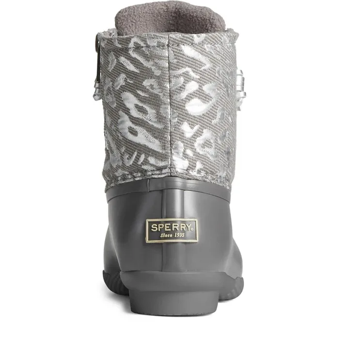 Boots Women Sperry Saltwater Metallic Jacquard Duck Boot Silver Boots Women Sperry Saltwater Metallic Jacquard Duck Boot Silver