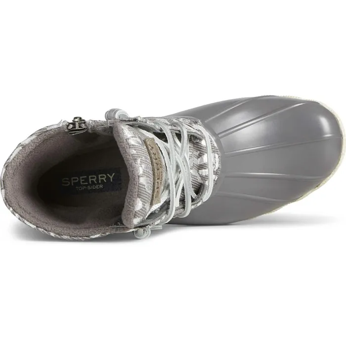 Boots Women Sperry Saltwater Metallic Jacquard Duck Boot Silver Boots Women Sperry Saltwater Metallic Jacquard Duck Boot Silver