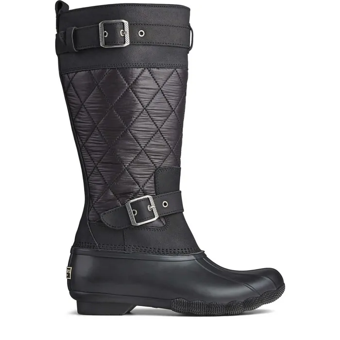 Boots Women Sperry Saltwater Tall Nylon Duck Boot Black