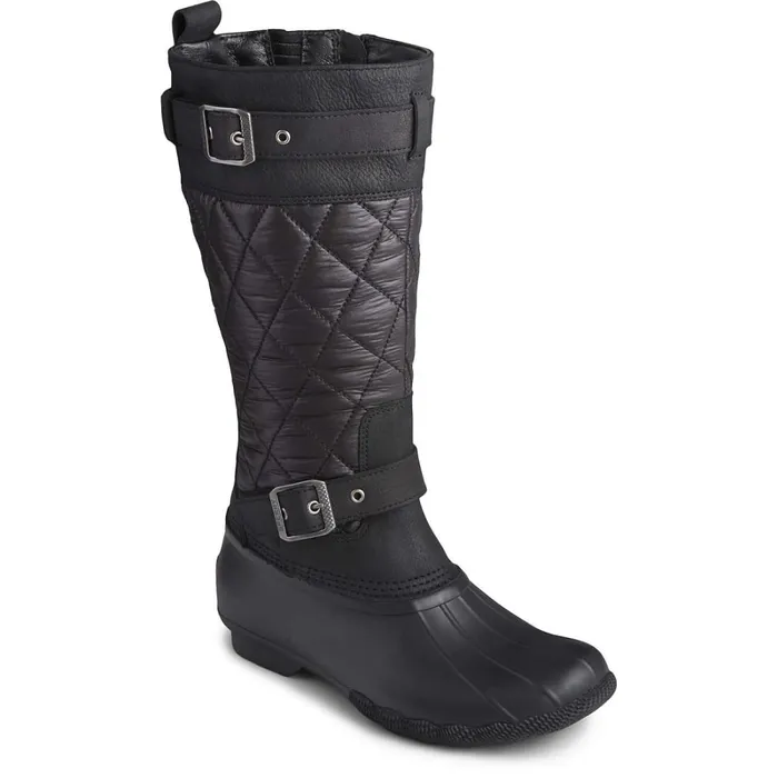 Boots Women Sperry Saltwater Tall Nylon Duck Boot Black Boots Women Sperry Saltwater Tall Nylon Duck Boot Black