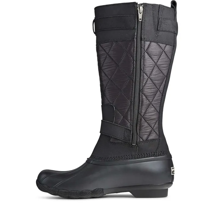 Boots Women Sperry Saltwater Tall Nylon Duck Boot Black Boots Women Sperry Saltwater Tall Nylon Duck Boot Black