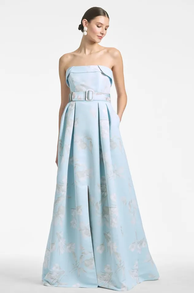Brielle Gown 8211 Sky Venetia Petals Women Sachin and Babi Evening