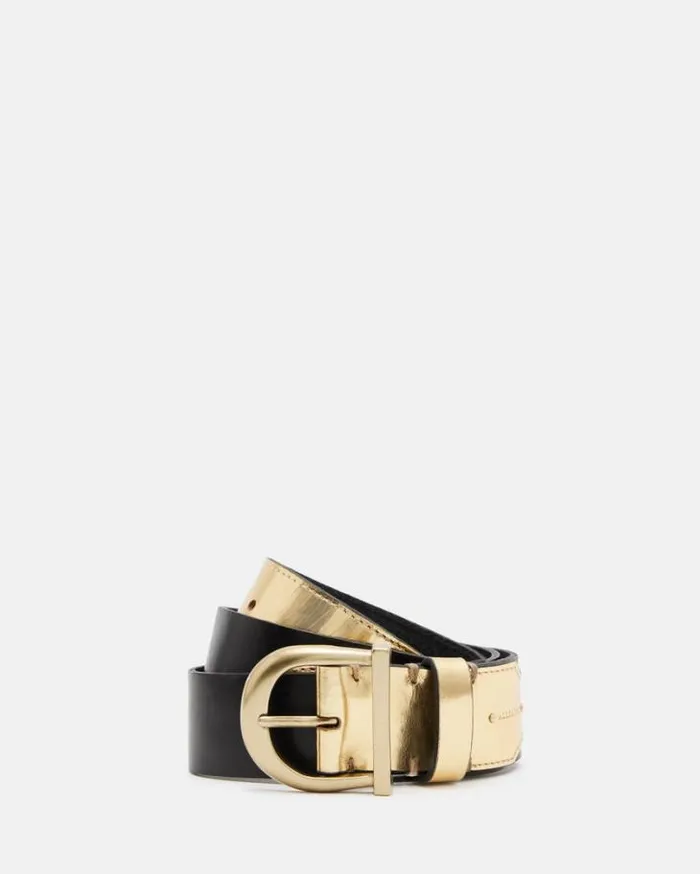 Briony Mixed Leather Western Belt Goldwarm Brass Women AllSaints Leather Belts