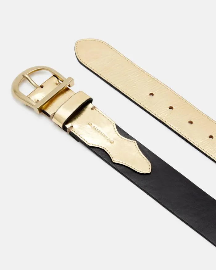 Briony Mixed Leather Western Belt Goldwarm Brass Women AllSaints Leather Belts Briony Mixed Leather Western Belt Goldwarm Brass Women AllSaints Leather Belts
