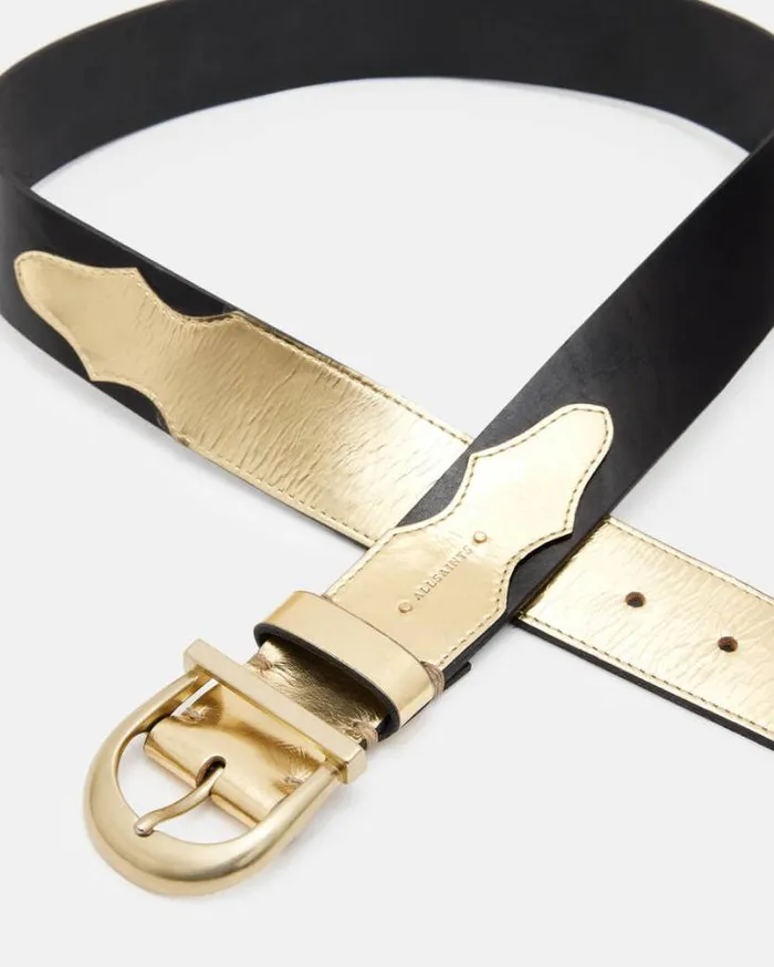 Briony Mixed Leather Western Belt Goldwarm Brass Women AllSaints Leather Belts Briony Mixed Leather Western Belt Goldwarm Brass Women AllSaints Leather Belts