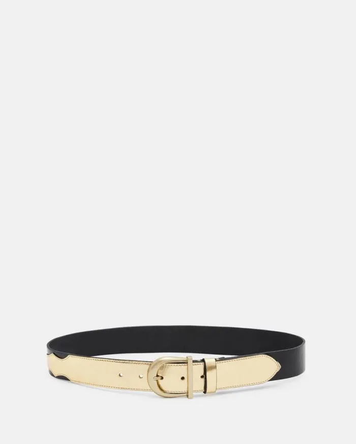 Briony Mixed Leather Western Belt Goldwarm Brass Women AllSaints Leather Belts Briony Mixed Leather Western Belt Goldwarm Brass Women AllSaints Leather Belts