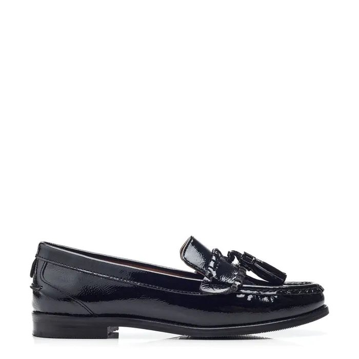 Brogues And Loafers Women Moda In Pelle Espelette Black Patent Leather