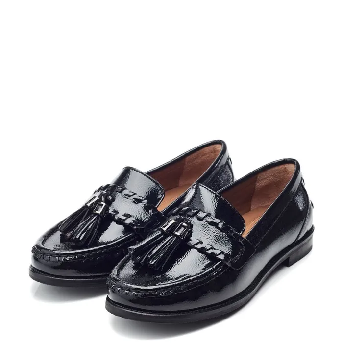 Brogues And Loafers Women Moda In Pelle Espelette Black Patent Leather