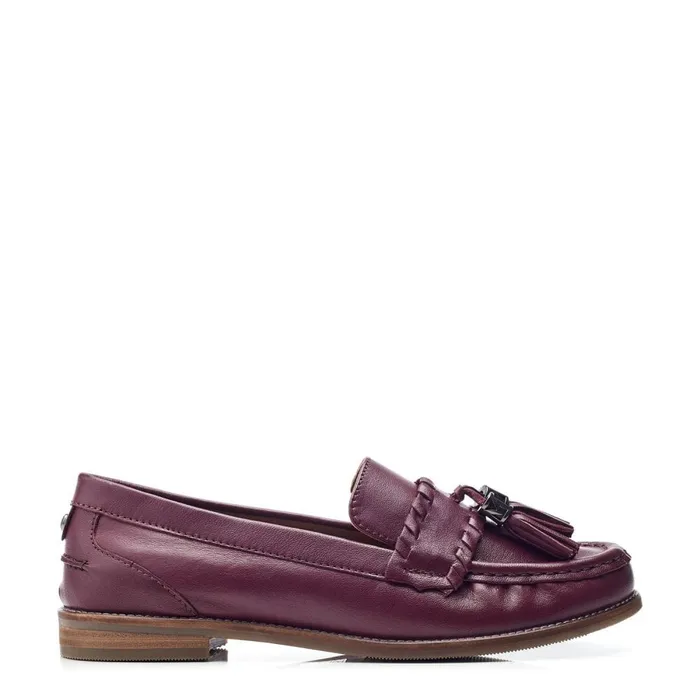 Brogues And Loafers Women Moda In Pelle Espelette Burgundy Leather