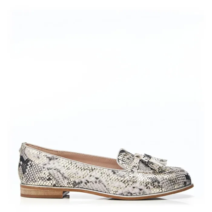 Brogues And Loafers Women Moda In Pelle Evvaa Natural Snake Print