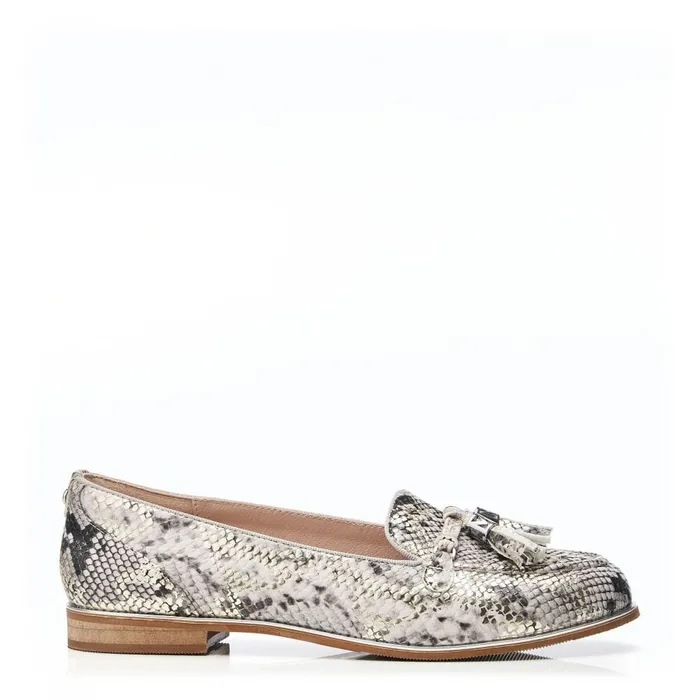Brogues And Loafers Women Moda In Pelle Evvaa Natural Snake Print