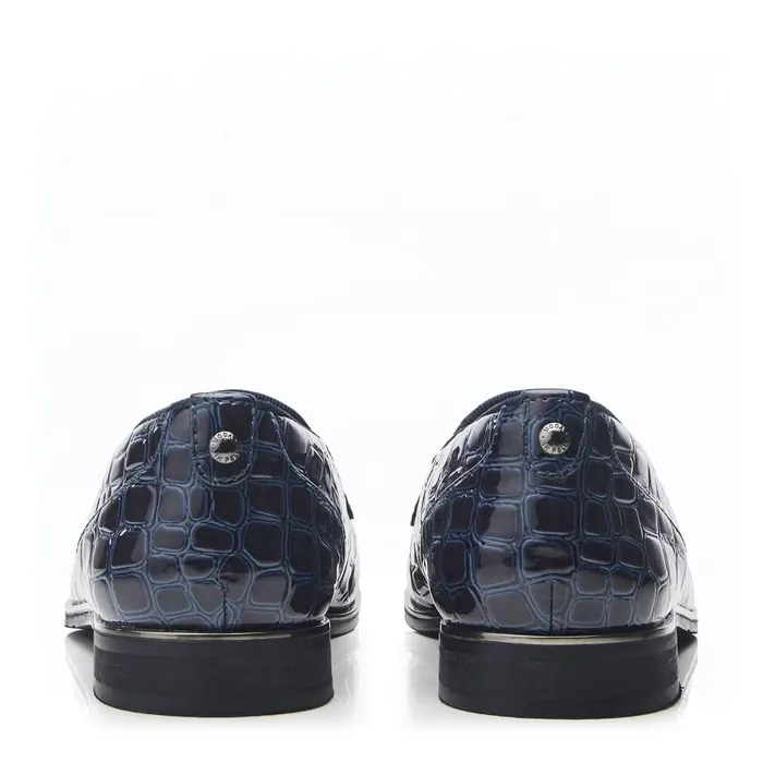 Brogues And Loafers Women Moda In Pelle Evvaa Navy Patent Mocc Croc