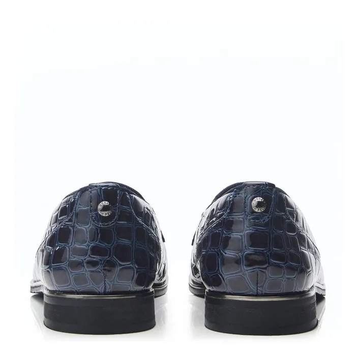 Brogues And Loafers Women Moda In Pelle Evvaa Navy Patent Mocc Croc