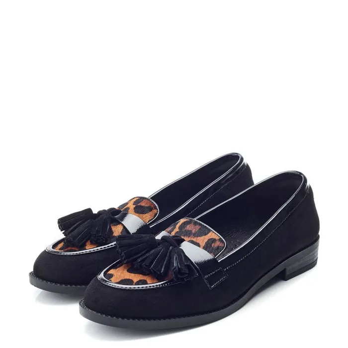Brogues And Loafers Women Moda In Pelle Frennchie Leopard Pony Hair