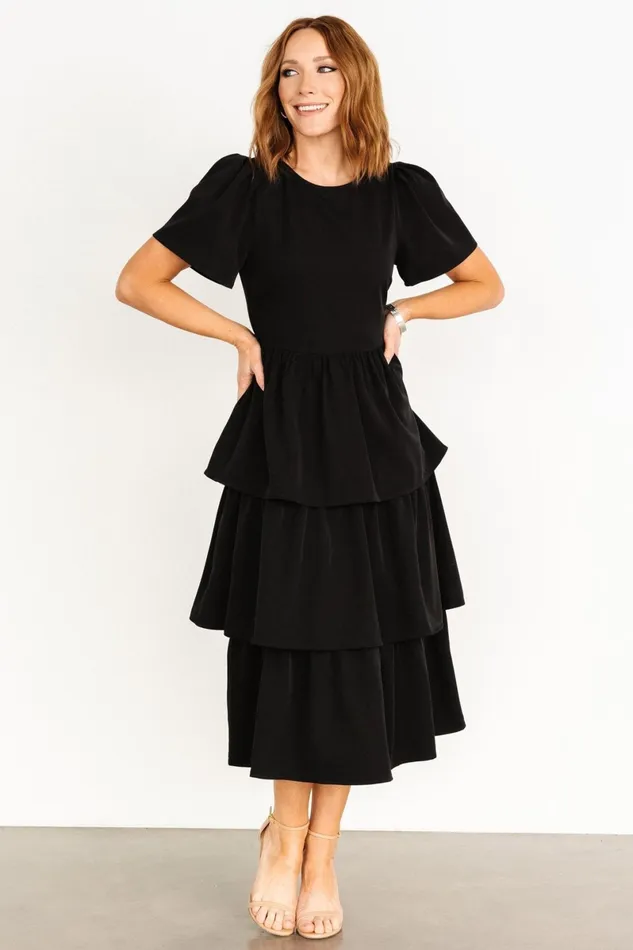 Cadenza Tiered Maxi Dress Black Women Baltic Born Midi Dresses