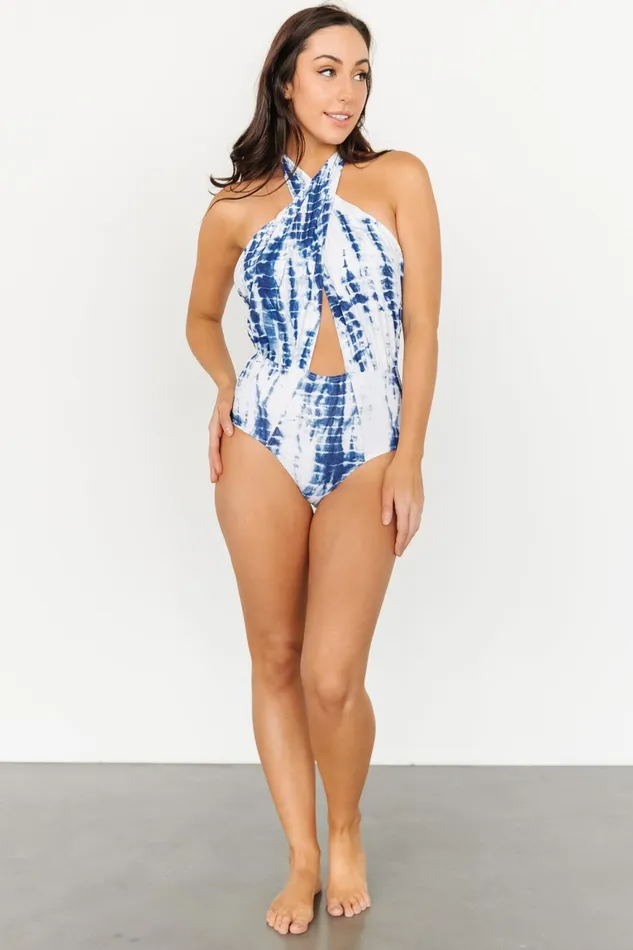 Calypso Cross Neck One Piece Blue Tie Dye Women Baltic Born One Piece