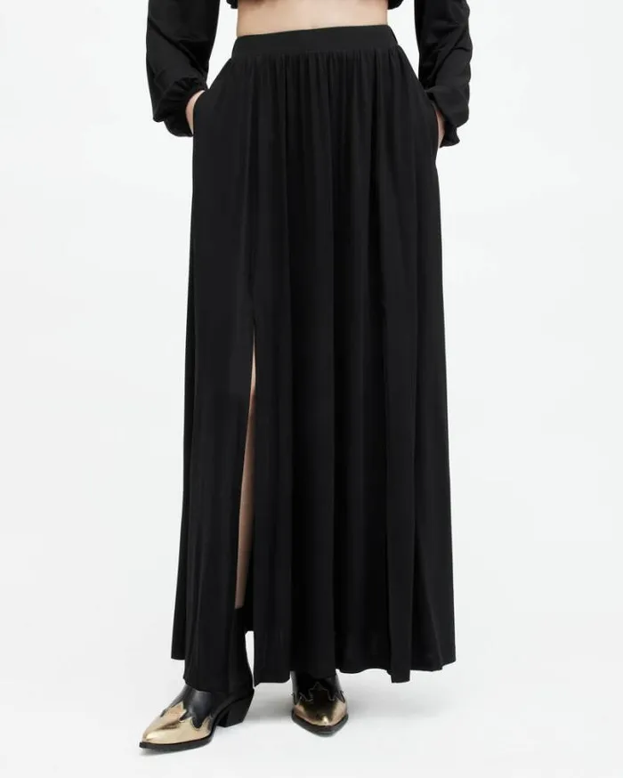 Casandra Draped Maxi Skirt Black Women AllSaints Skirts and Shorts