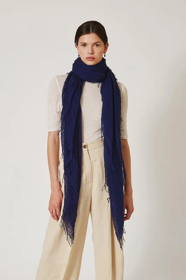 Cashmere And Silk Scarf Medieval Blue Women Chan Luu Scarves