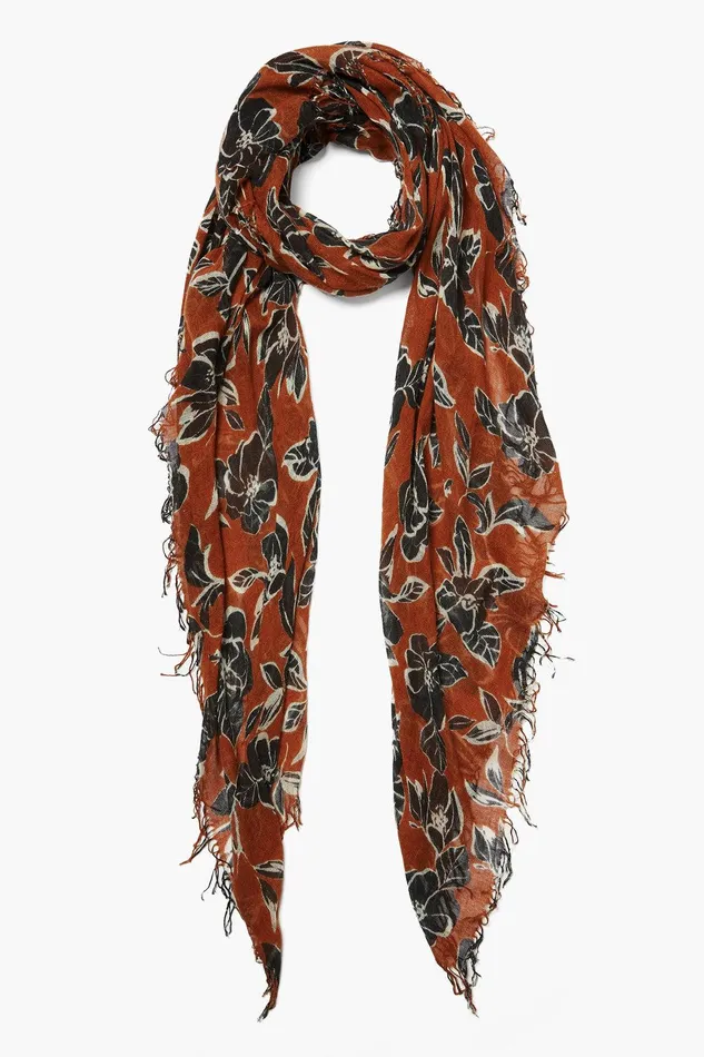Cashmere And Silk Scarf Umber Floral Women Chan Luu Scarves