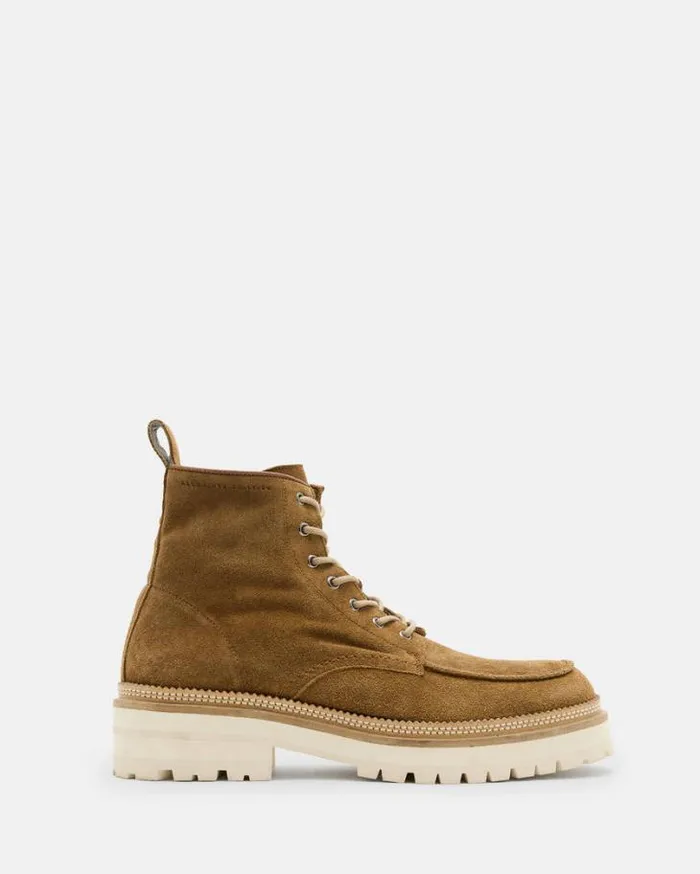 Castle Suede Lace Up Boots Tan Men AllSaints Shoes and Boots