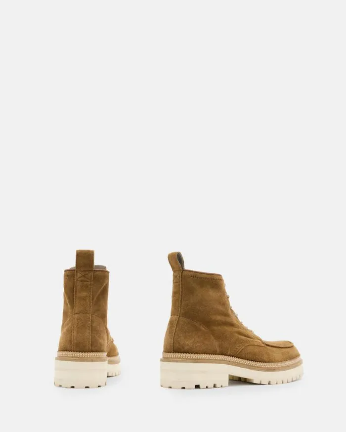Castle Suede Lace Up Boots Tan Men AllSaints Shoes and Boots