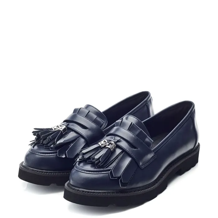 Casual Shoes Women Moda In Pelle Fleeche Navy Porvair