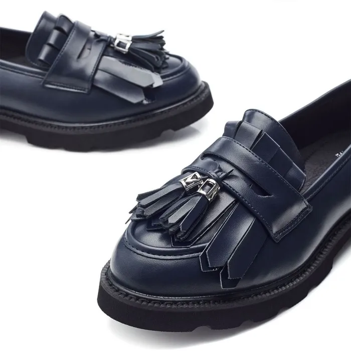 Casual Shoes Women Moda In Pelle Fleeche Navy Porvair